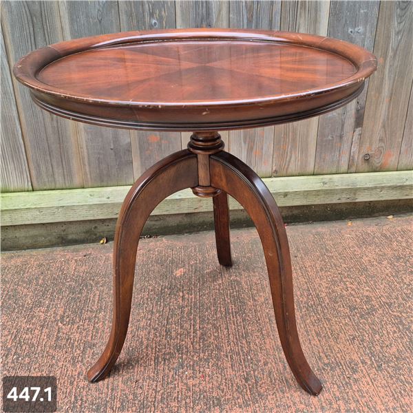 Vintage solid mahogany round parlor table, few blemishes - 24 w x 25.5 H