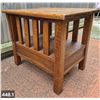 Image 1 : Solid oak mission-style side table with drawer at bottom - 23"x18"x20"H