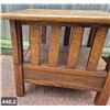 Image 2 : Solid oak mission-style side table with drawer at bottom - 23"x18"x20"H