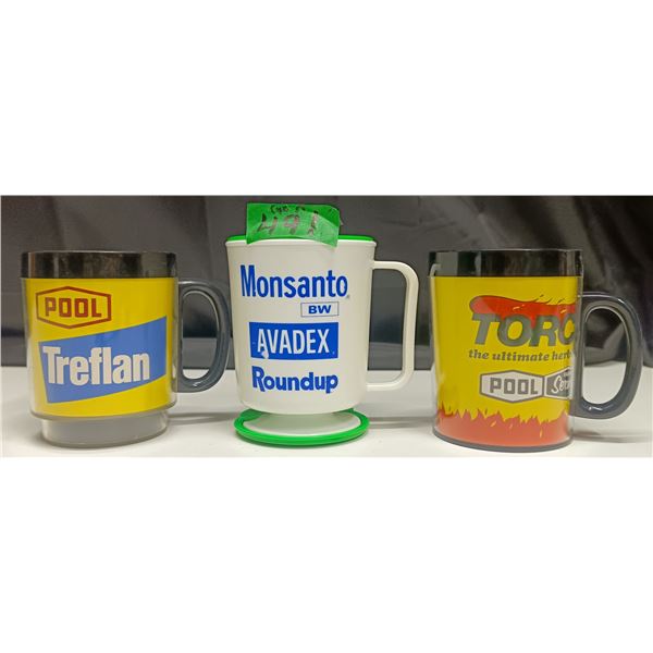 3 Mugs With Herbicide Logos