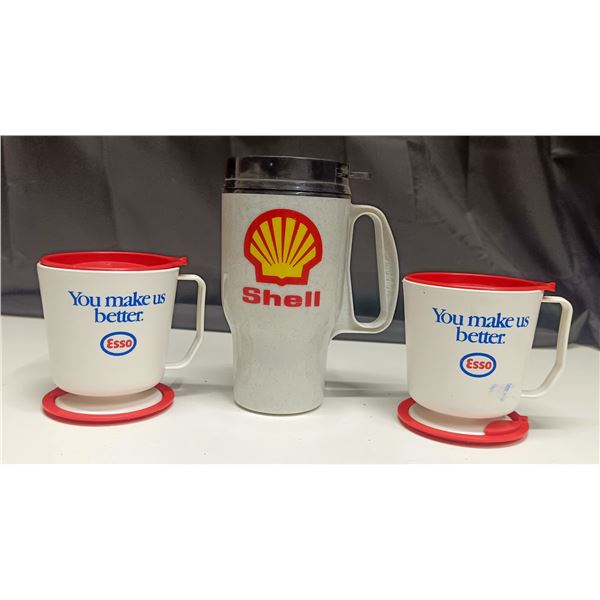 3 Mugs With Petro Logos - Esso and Shell