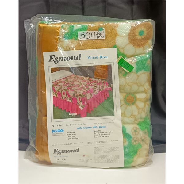 Vintage - Esmond Wood Rose Blanket - 1976