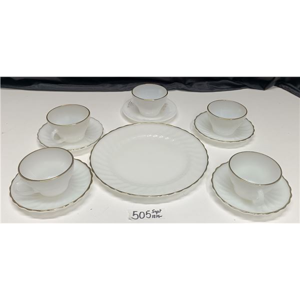 Fire King-  Anchor Hocking - 5 cups & 5 saucer, Dinner Plate (Oven Proof)