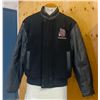 Image 1 : Men's Large Black Melton Jacket with leather Sleeves