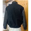 Image 4 : Men's Large Black Melton Jacket with leather Sleeves