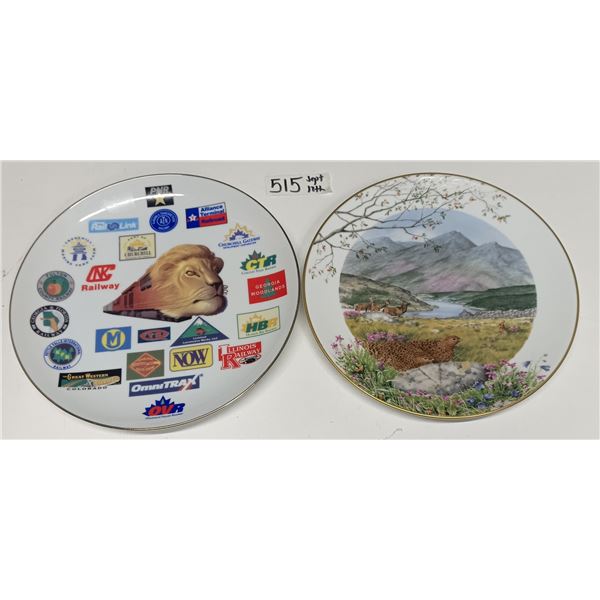 2 plates- Summer on the Moon- Royal Worcester Pocelain & Omnitax Railway Safety Award Plate