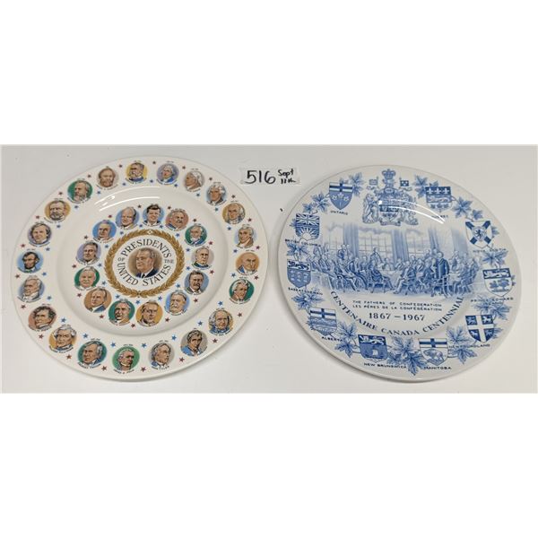 2 Plates - Wood & Sons Ironstone Fathers of Confederation 7 Presidents of USA