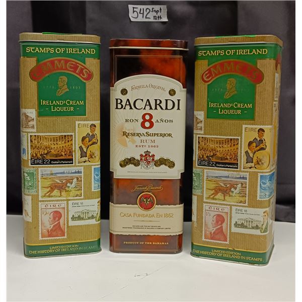 3 Tins - Emmets Irish Cream & 1 Bacardi Rum