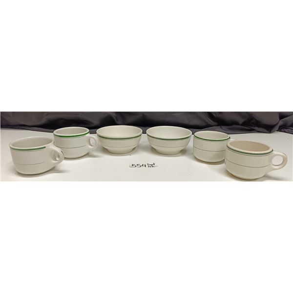 Vitrified Restaurant Dishes - (4) Cups, (2) Small Bowls.  Inc. Grindley-Hercules