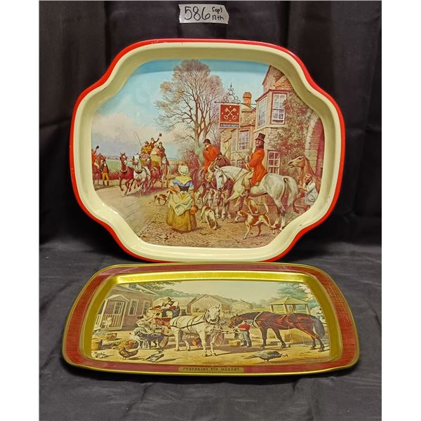 (2) Serving Trays – Currier & Ives & Great Britian