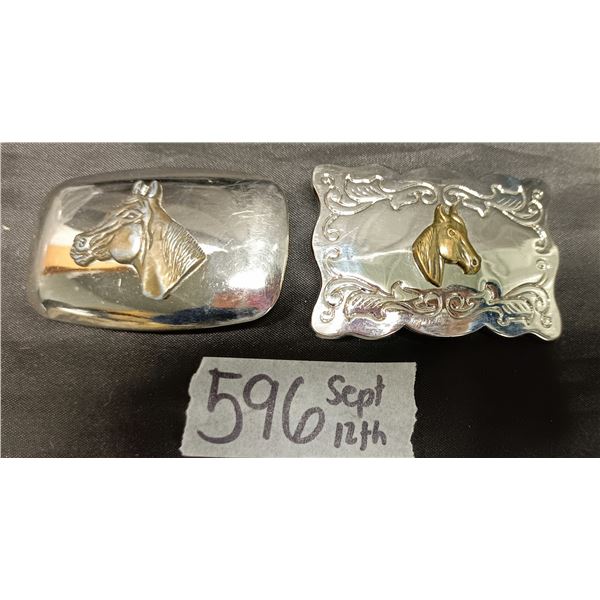 (2) Horse Belt Buckles