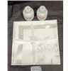 Image 1 : Co-Op Collectable Salt & Pepper Shakers, (2) NOS Cloth Napkins