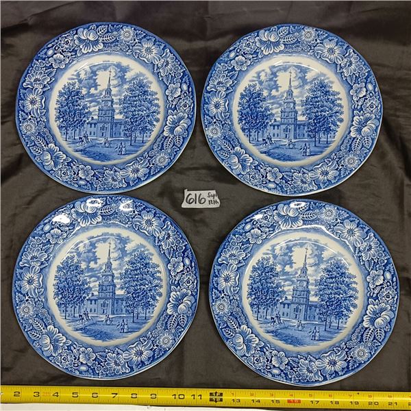 Set of (4) Ironstone Liberty Blue Plates – Made in England