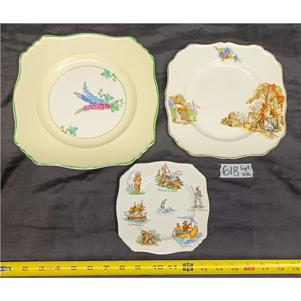 Lot of (3) Plates inc. Gold Trim, Royal Winton, Made in England etc.