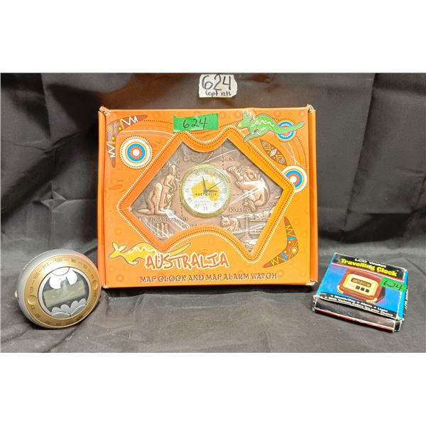 Transistor Radio, Travel Clock, Australia Map Clock in Original Box