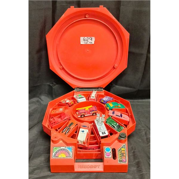 Toy Car Holder Filled w/ 25 Small Toy Cars inc. Hot Wheels etc.