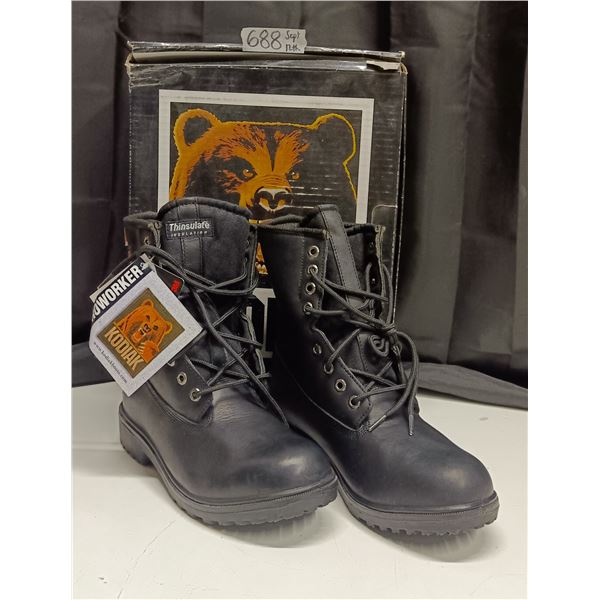 NEW Kodiak Steel Toe Work Boots – Black, Size 8XW