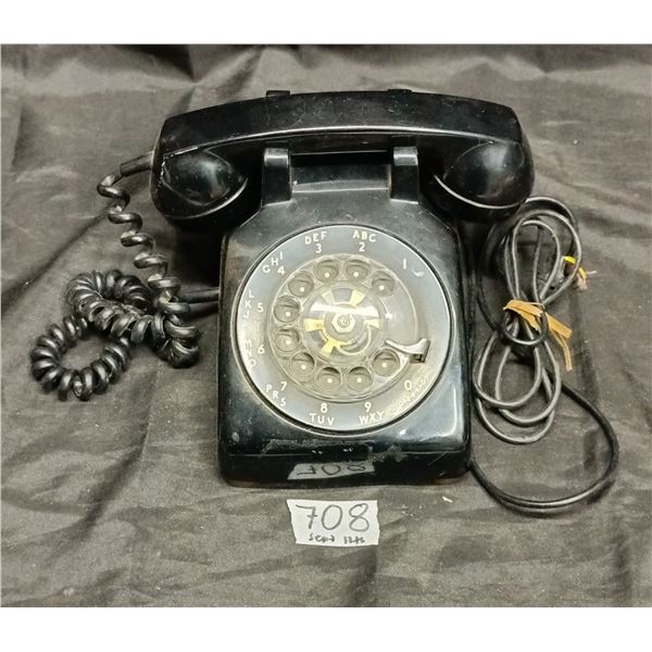 Vintage Rotary Dial Telephone, Black