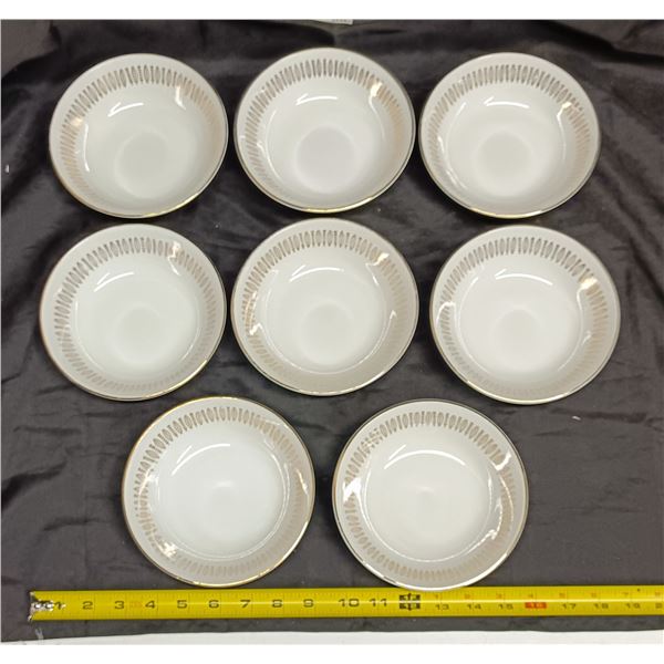 Set of (8) Bowls – Gold Trim Royal Knight Dinnerware (Made in England)