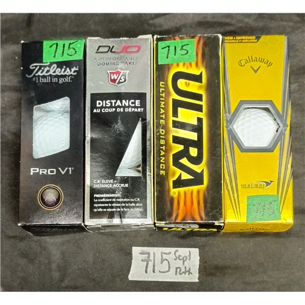 (4) Sleeves of Assorted 3pk Golf Balls (12 total)
