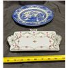 Image 2 : Blue Willow English Ironstone Plate & Royal Elfreda (?) Small Serving Tray