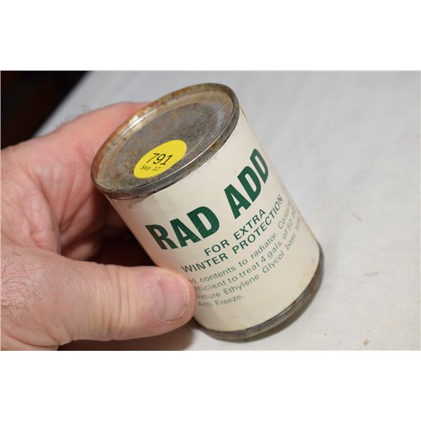 NOS Vintage "Rad Add" Automotive Radiator Additive Tin