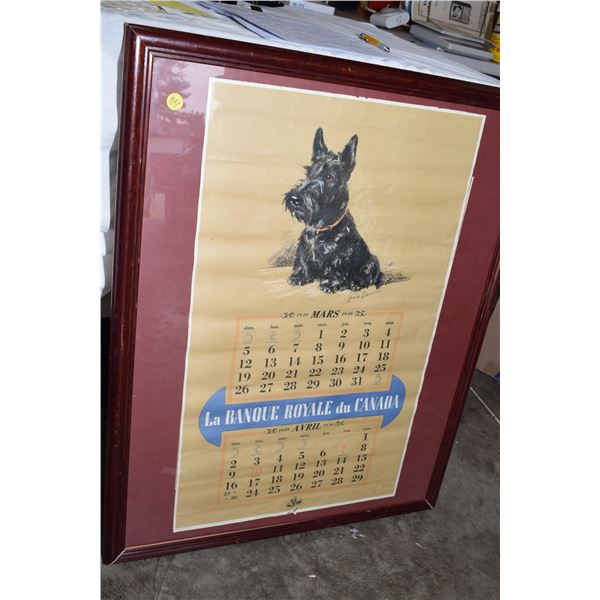 1939 Framed Calendar Page – Lucy Dawson Scottish Terrier Artwork