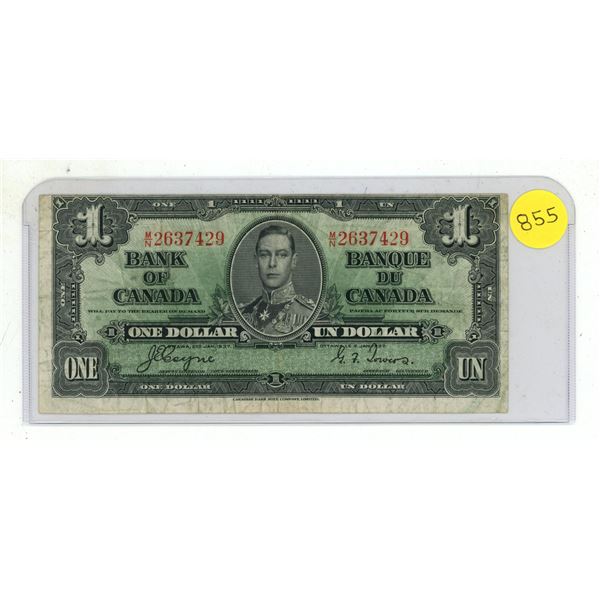 1937 Bank of Canada One Dollar.