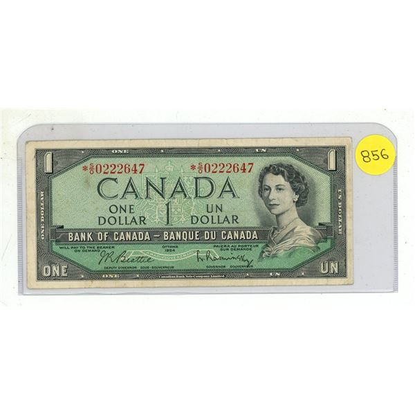 1954 Bank of Canada One Dollar.