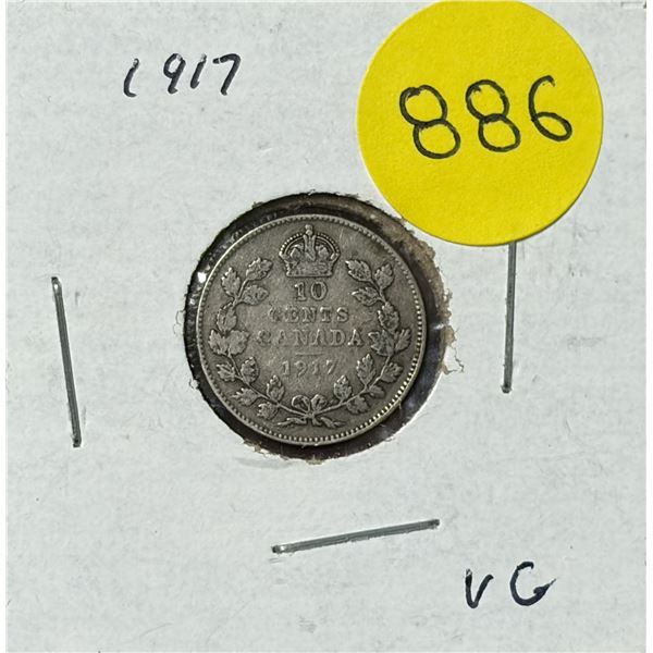1917 Canada Silver 10 Cents.