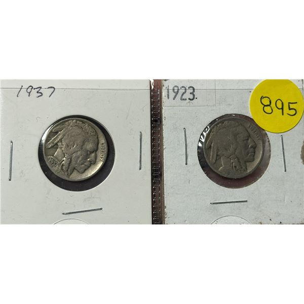 1937 and 1923 U.S.A. Five Cents.