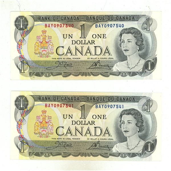 (2) 1973 Canada Uncirculated One Dollar - In Series.