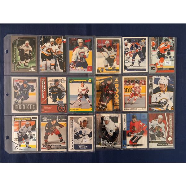 Assorted Rookies - 2 Sheets (18 Hockey Cards)
