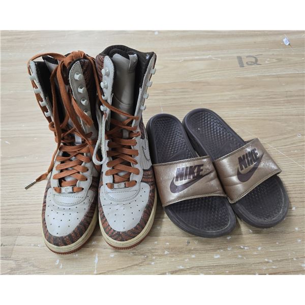 Nike Airforce 1 Supreme Orange Zebra Boots & Nike Benassi Slides – Ladies Size 7.5,  bought