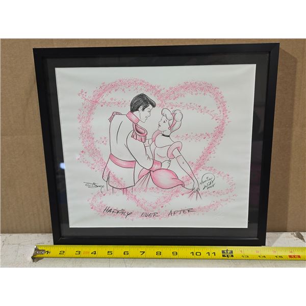 Prof. Framed Cinderella Art, 12"x13" - Signed by Disney Artist