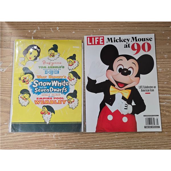 2019 "Life" Mickey Mouse Cover Magazine & Vintage "Snow White on Ice" Program