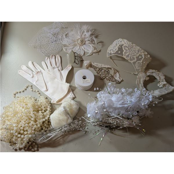 Vintage bridal accessories and craft materials