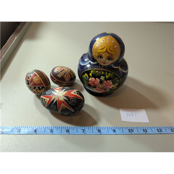 Nesting doll, painted eggs