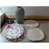 Image 1 : Portugal wallmajolica plate, Art deco vase, Corelle platters
