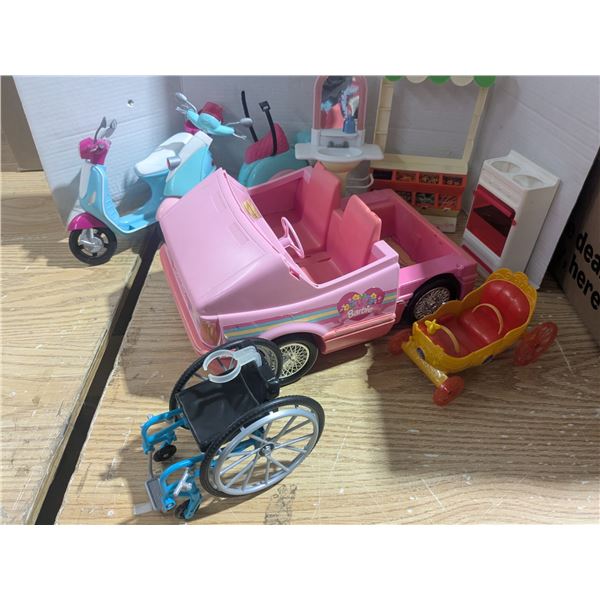 Barbie Doll Assorted Vehicles & Accessories Lot