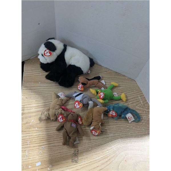 (7) 1993 Ty Beanie Babies &  1997 Large Ty Panda
