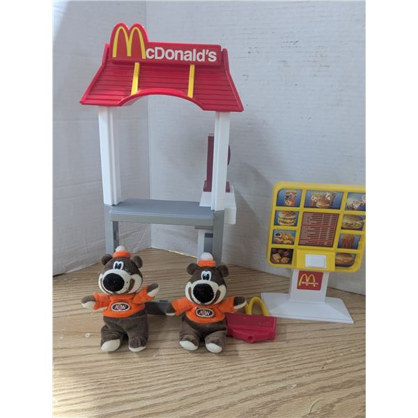 McDonald's Drive Thru Toy, (2) A&W "Root Bears"