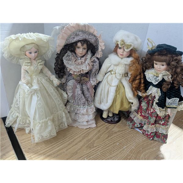 (4) Porcelain Dolls w/ Stands