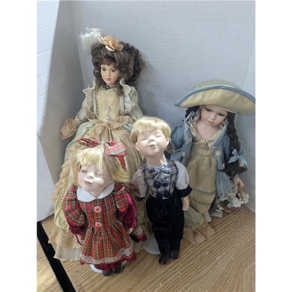 (4) Porcelain Dolls w/ Stands