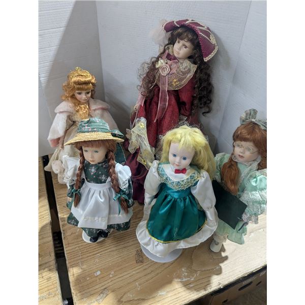 (5) Porcelain Dolls w/ Stands