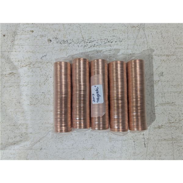 (5) Rolls 2012 Canada One Cent Coins (Magnetic)