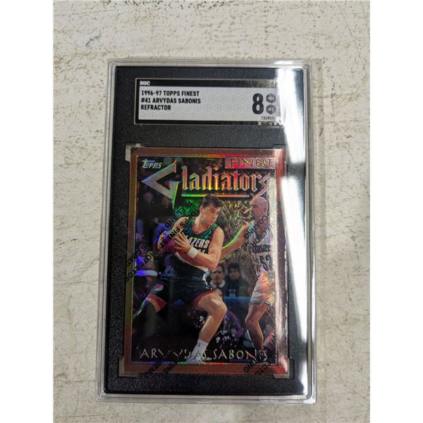 1996-97 NBA Topps Finest Arvydas Sabonis Refractor Card #41 SGC 8