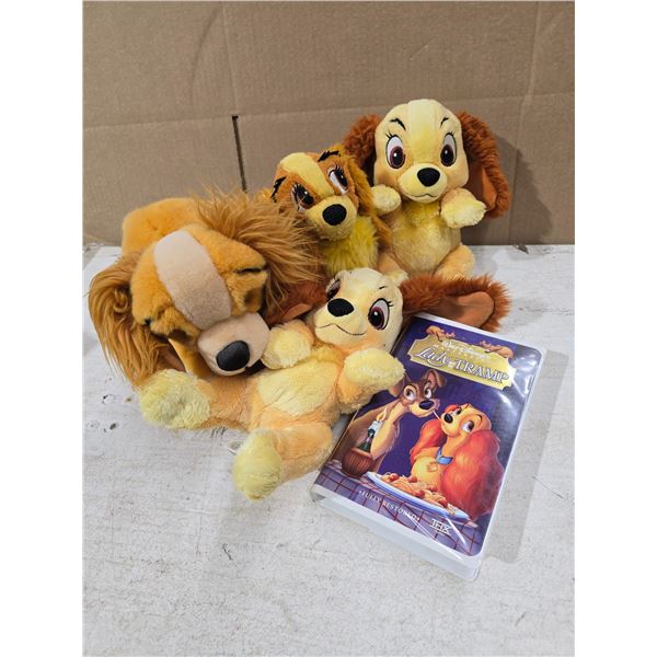 Lady & The Tramp Lot inc. VHS Movie & (4) Plushies