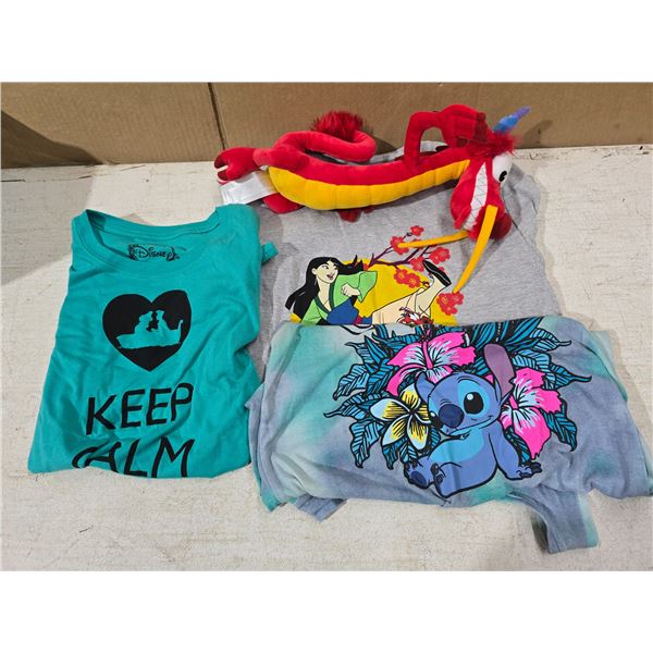 (3) New/Like New Disney T-Shirts, Mushu Plushie