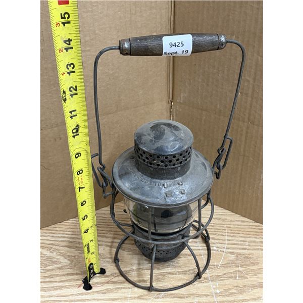 CPR oil lamp - glass embossed "CPR Adlake Kero", lamp marked "CPR The Hiram L. Piper Co. LTD"